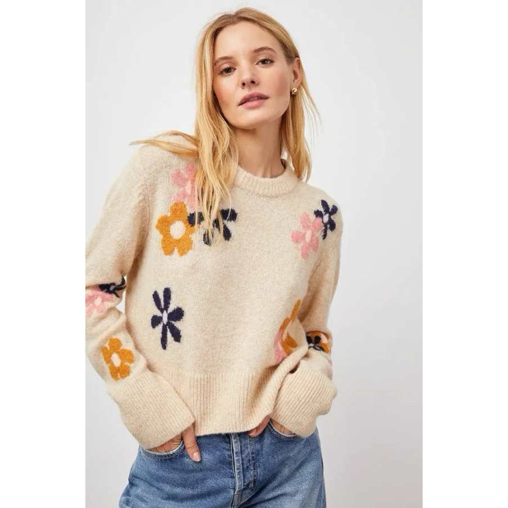 RAILS CONNIE ANISE CREW NECK WOOL BLEND SWEATER JEWEL FLORAL MEDIUM - Picture 2 of 13
